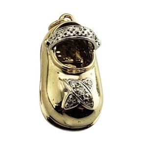 Vintage 14 Karat Yellow Gold and Diamond Baby Shoe Charm #12766